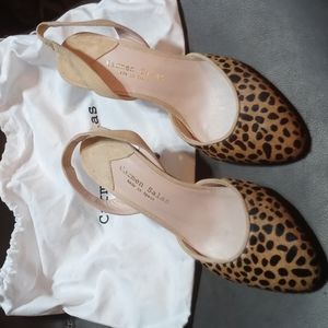 Carmen Salas Animal Hair Sling back Suede Pumps 37